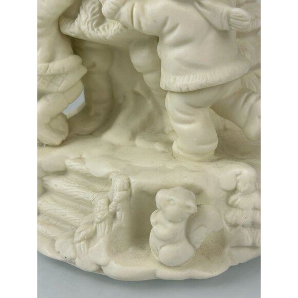 Vintage White Bisque Santa with Children Musical Figure Here Comes Santa Claus - Picture 10 of 12